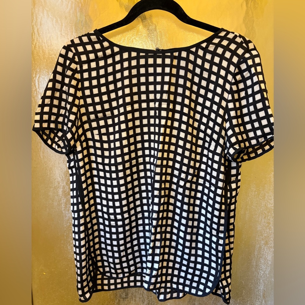 J.Crew Silk Black and White Checkered Top size 6